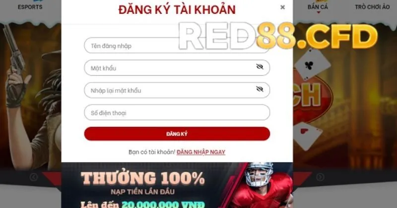 Điền đủ thông tin đăng ký Red88